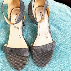 Badgley Mischka Glittering Gray Girls Dress Sandals